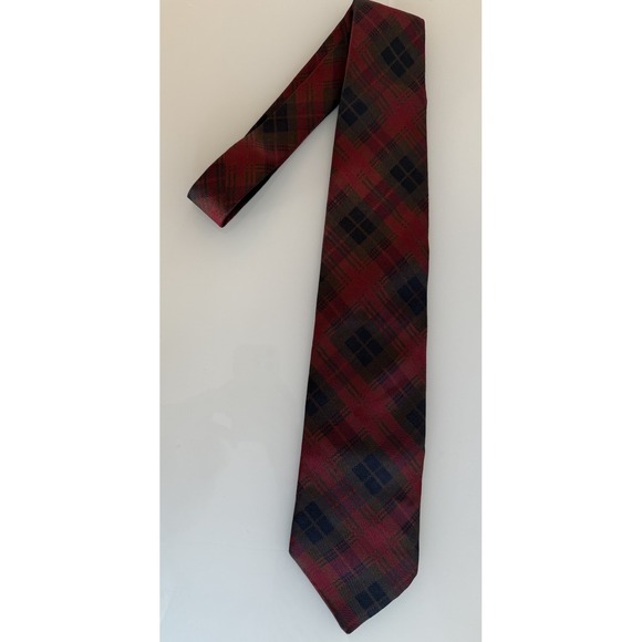 Façonnable Other - FACONNABLE 100% Silk Tie Hand Made ITALY Designer Burgundy Plaid